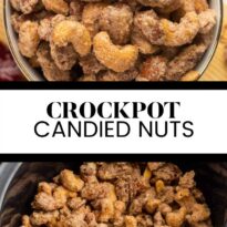 Crockpot candied nuts collage pin.