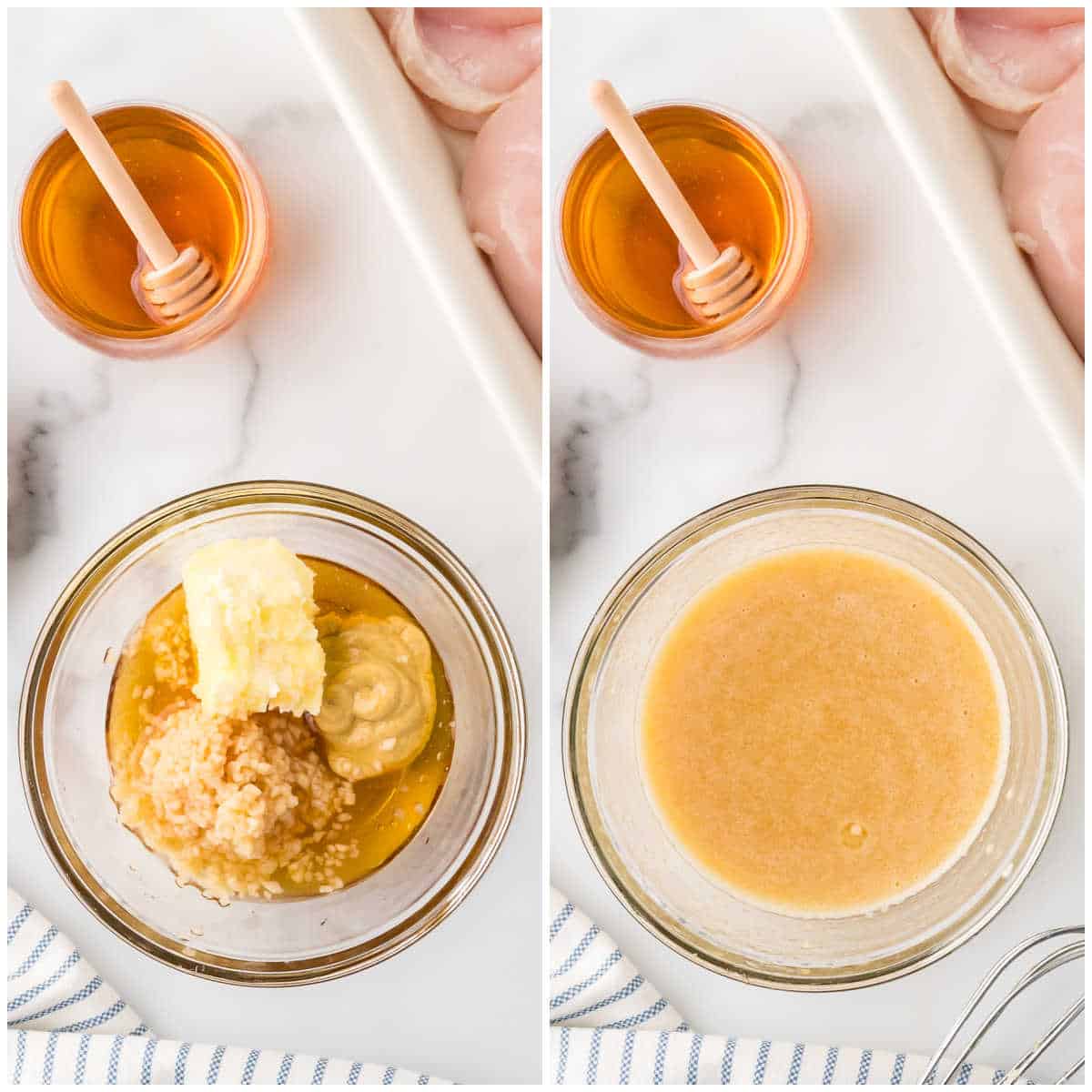 Collage of making the sauce.