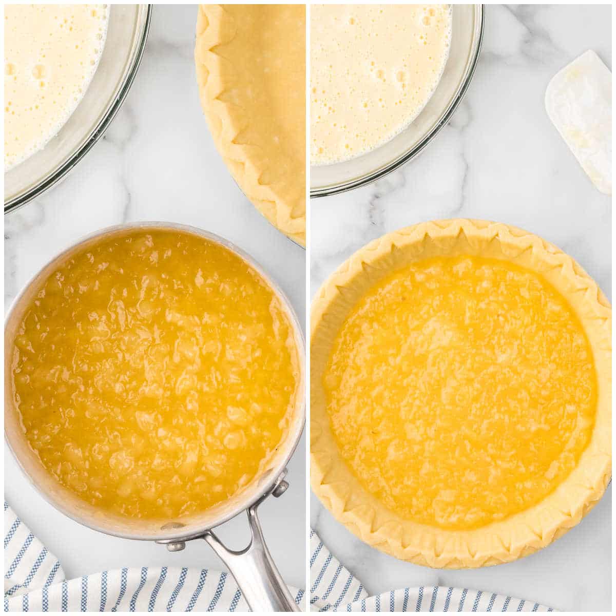 Steps to make pineapple pie.