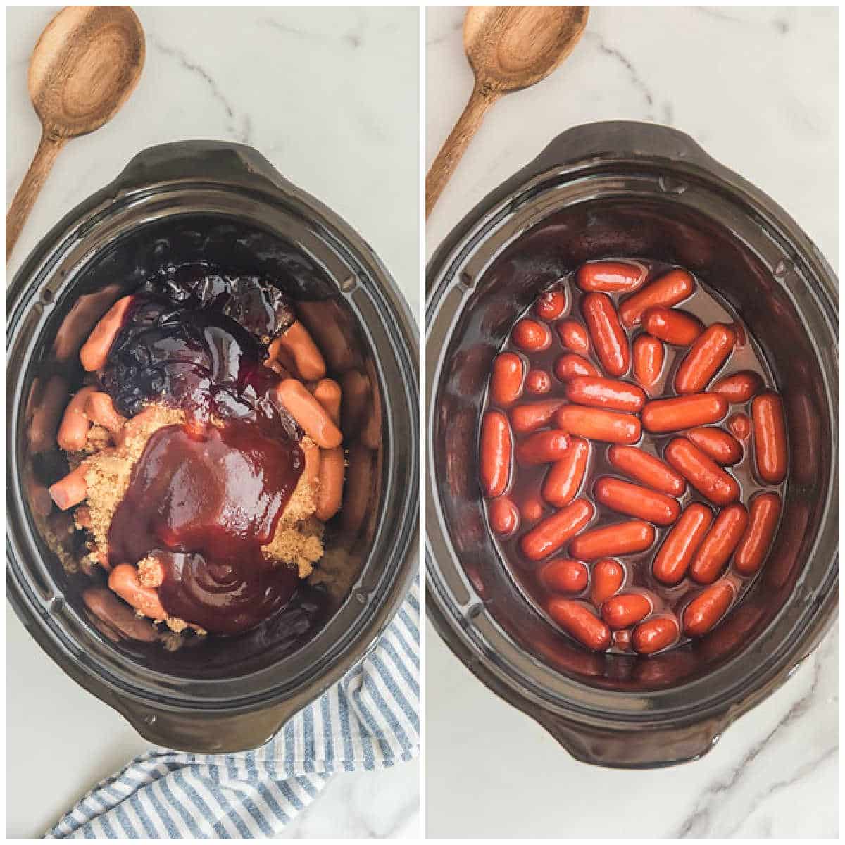 Steps to make slow cooker little smokies.