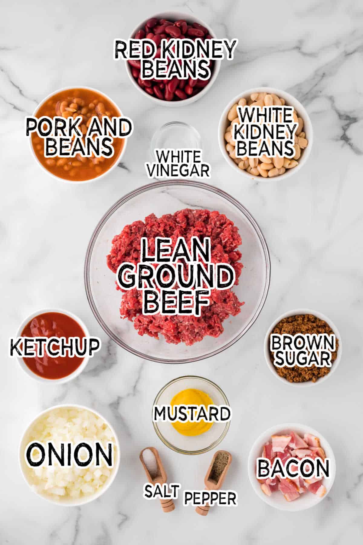 Baked Bean Casserole ingredients.