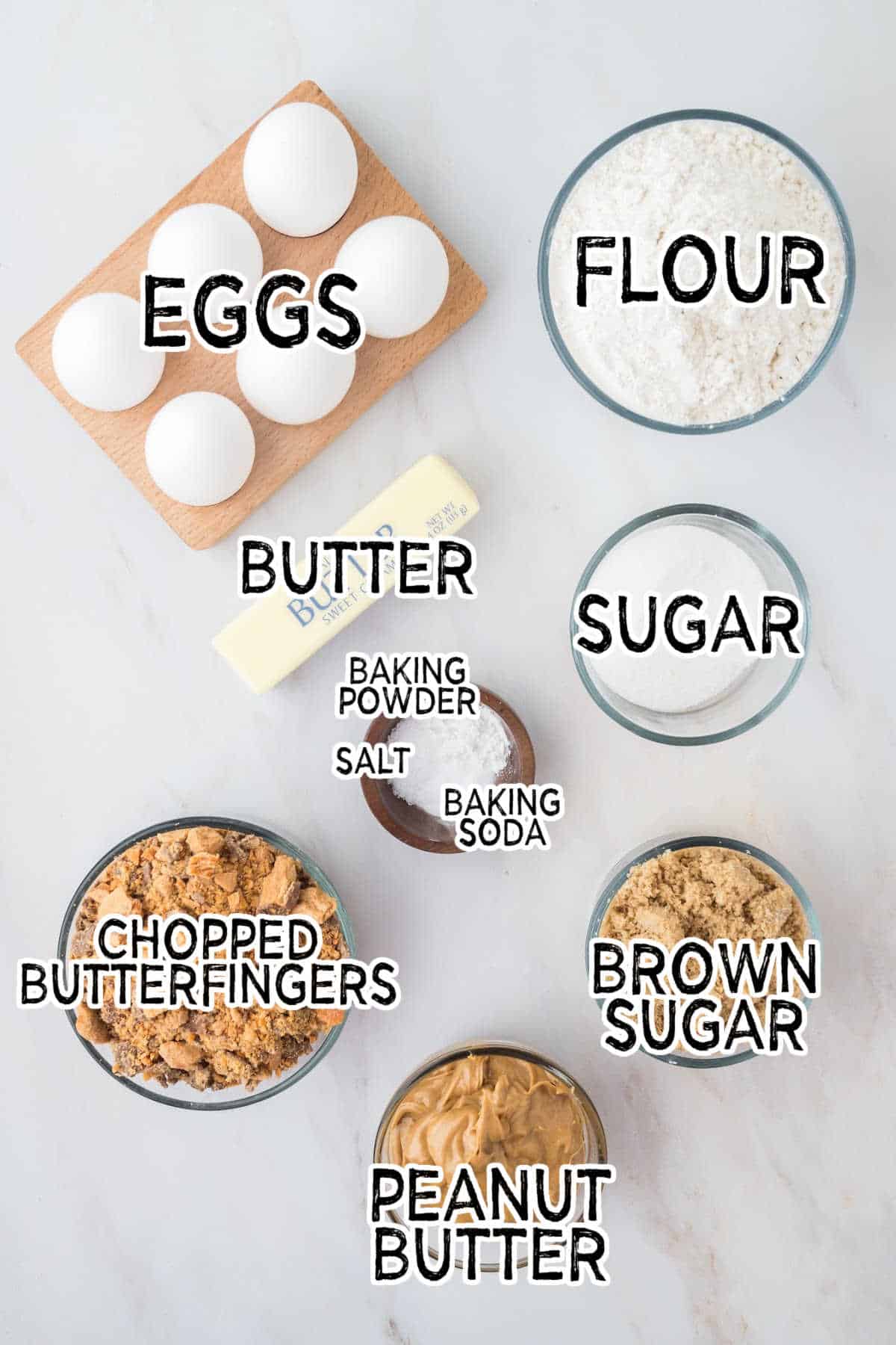 Ingredients to make Butterfinger Cookies.