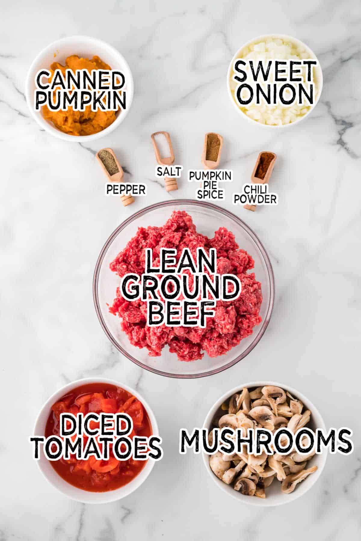 Ingredients on a white counter.