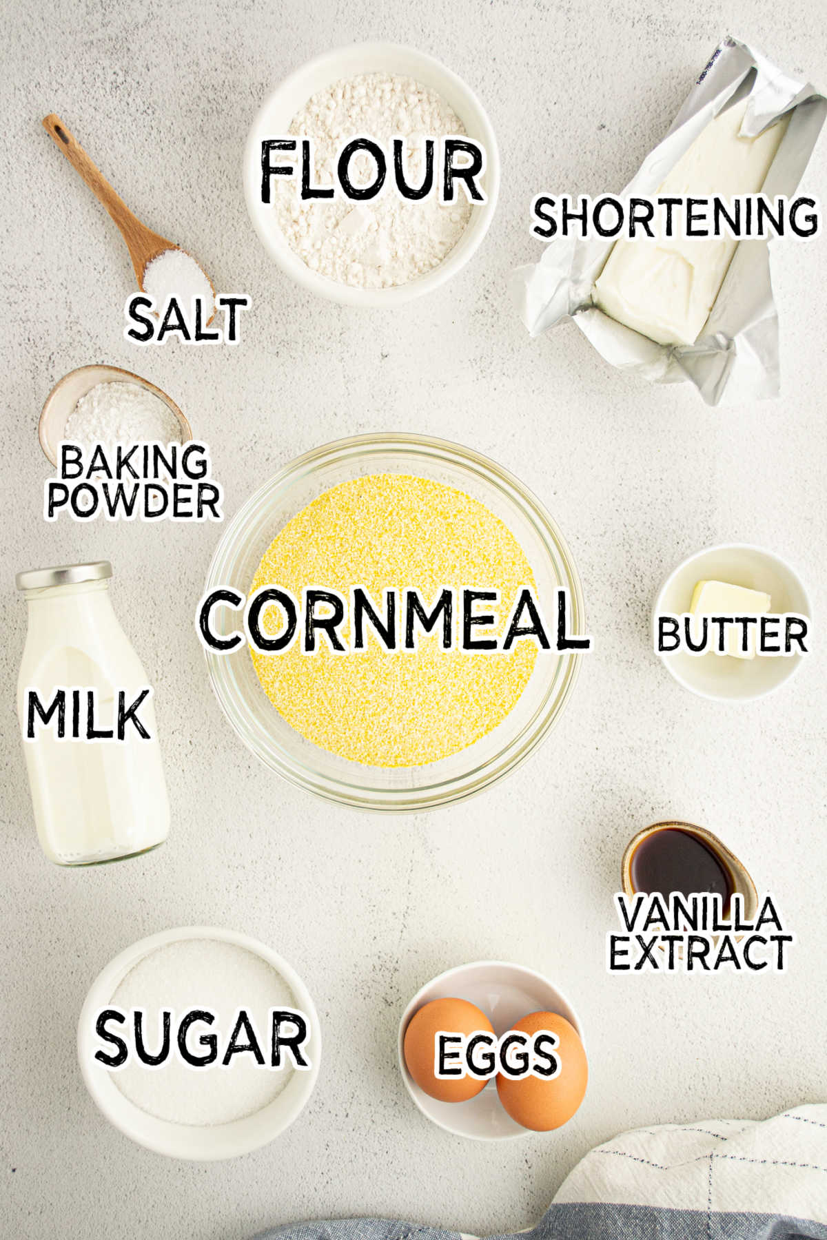 Ingredients to make southern corn cake.