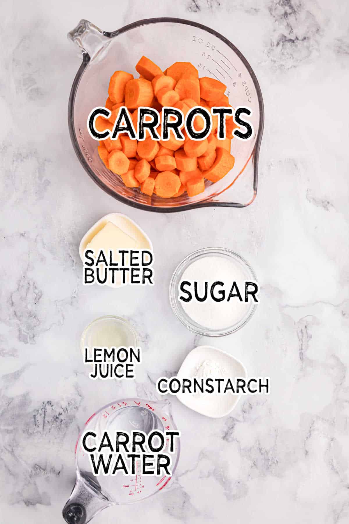 Sweet and sour carrots ingredients.