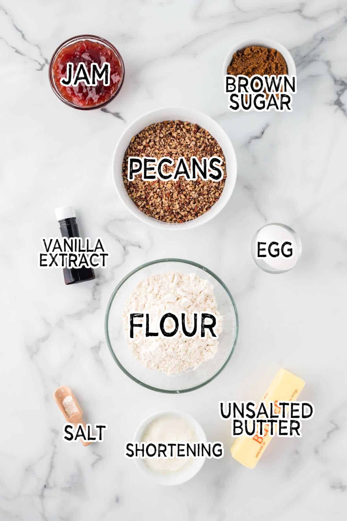 Ingredients on a marble background.