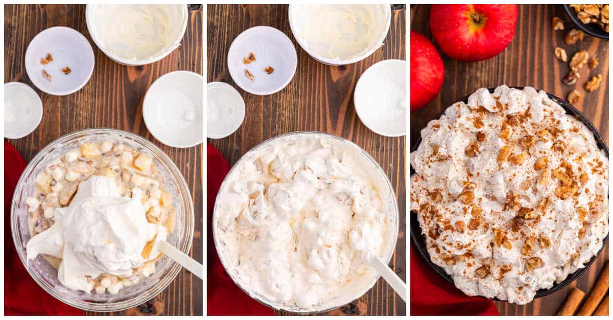 Steps to make apple pie fluff.