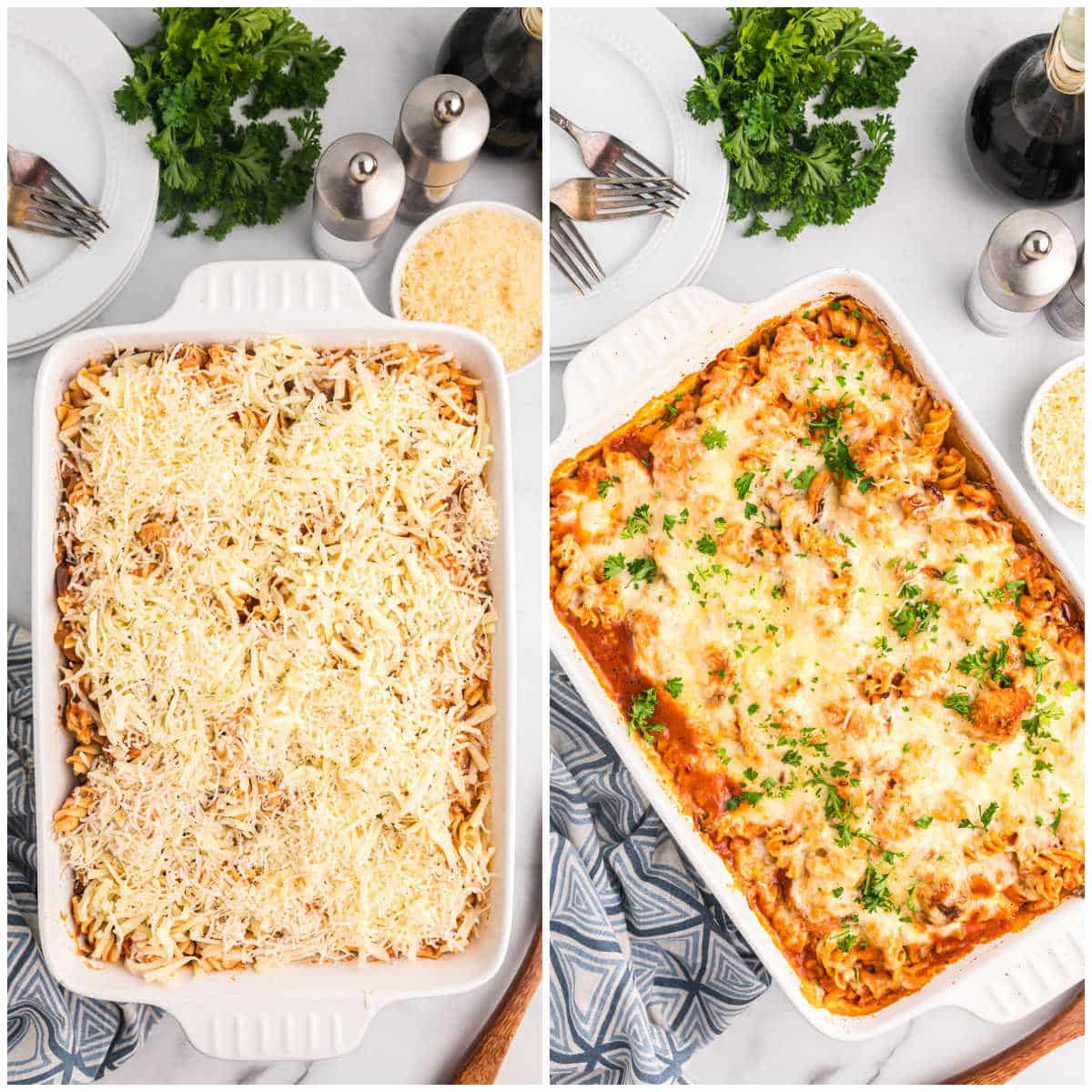 Steps to make Baked Chicken and Tarragon Pasta.