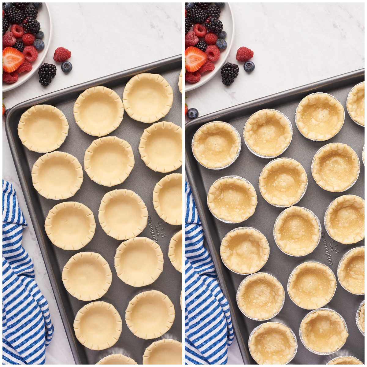 Steps to make cream cheese fruit tarts.