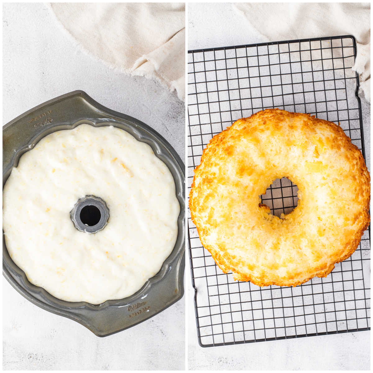 Steps to make pineapple coconut bundt cake.