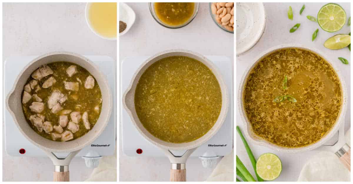 Steps to make salsa verde chicken soup.