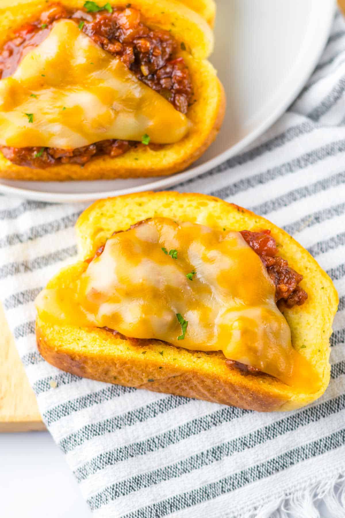 Texas Toast Sloppy Joes on a napkin.