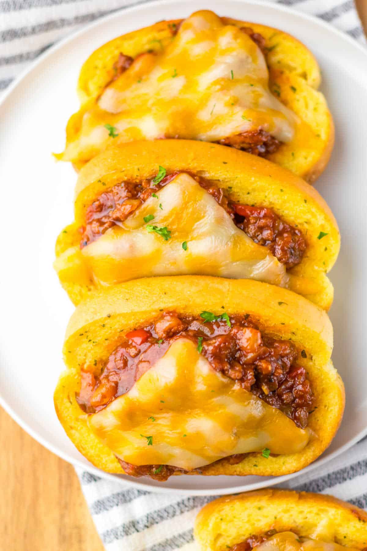 Texas toast sloppy joes on a platter.