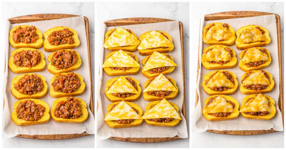 Steps to make Texas Toast Sloppy Joes.