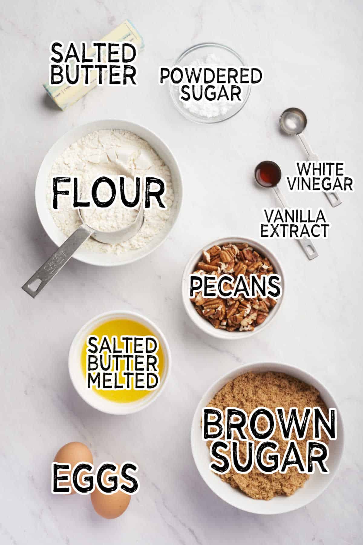 Ingredients on a white surface.
