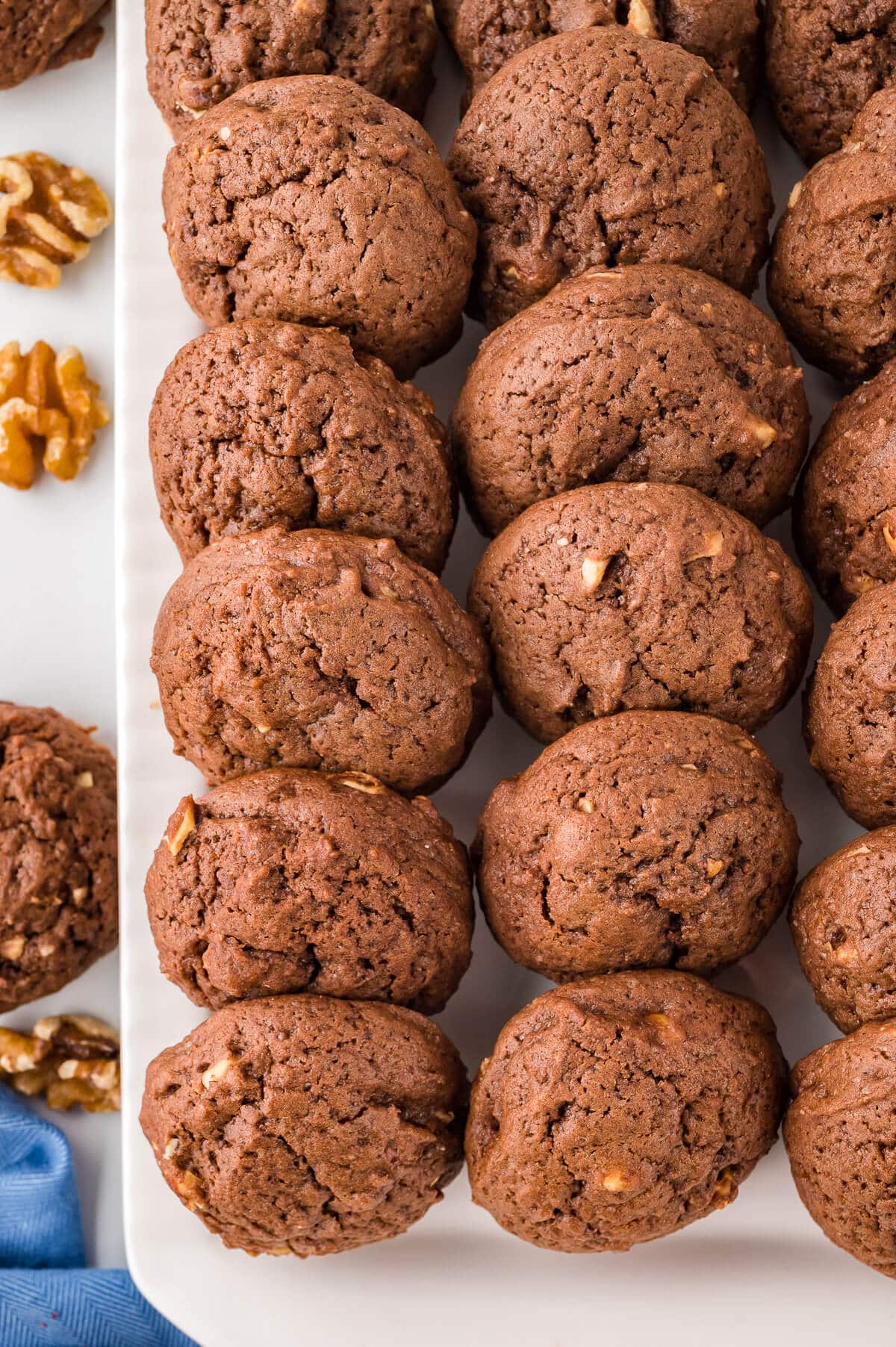 Fudge cookies on a platter.