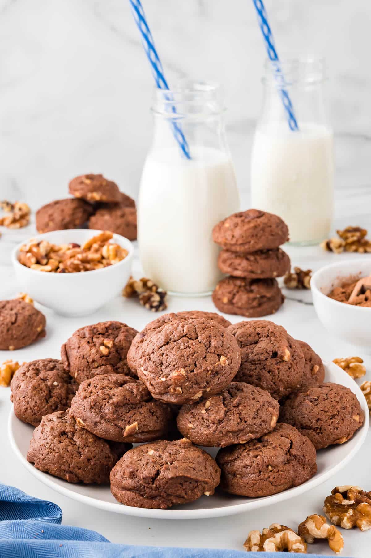 Fudge cookies on a plate.