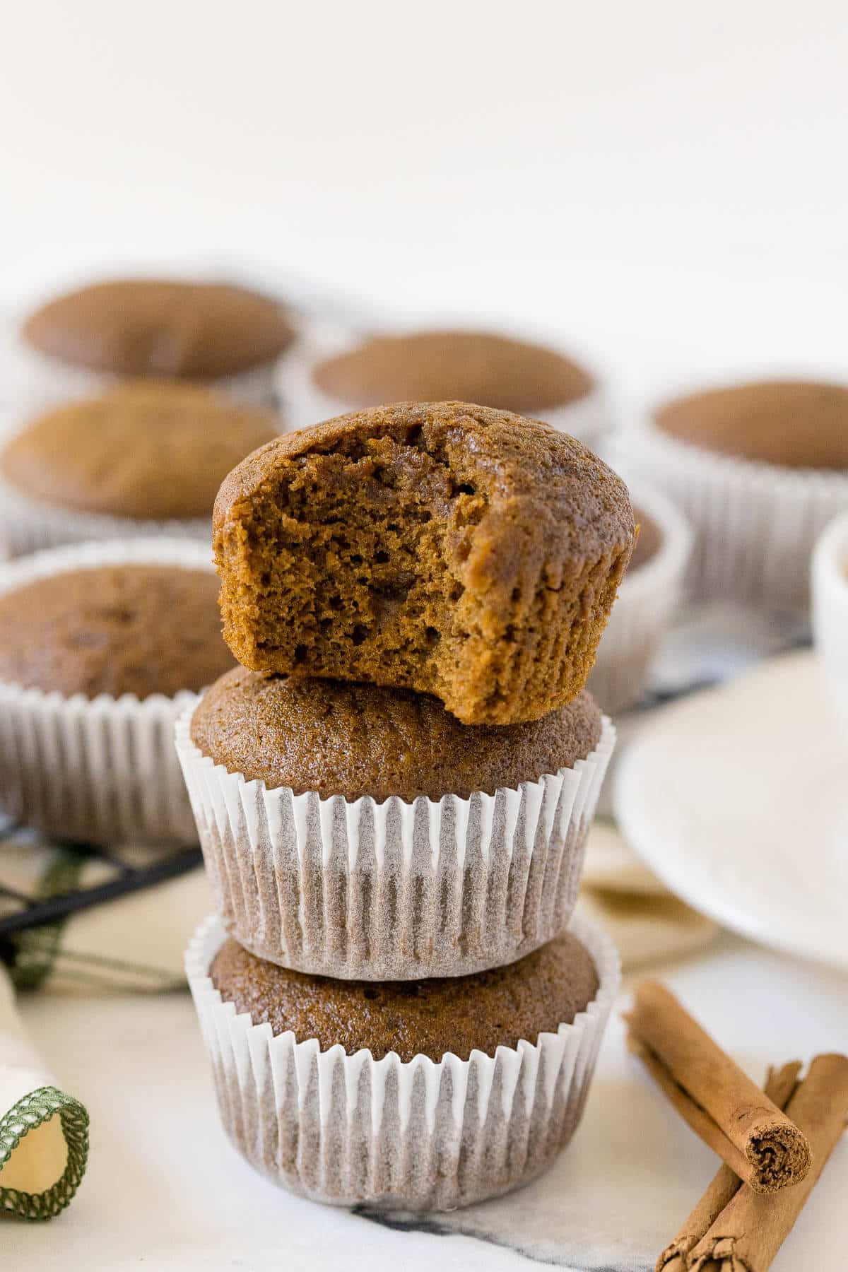 A stack of gingerbread muffins.