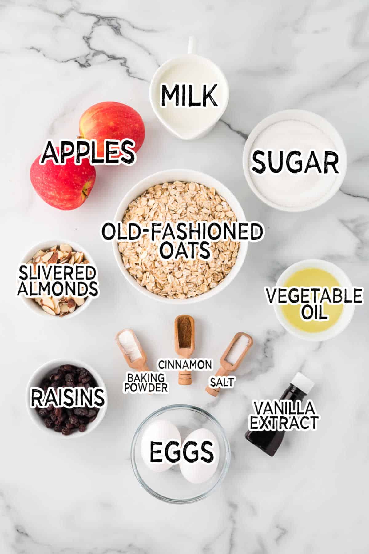 Ingredients on a marble counter.