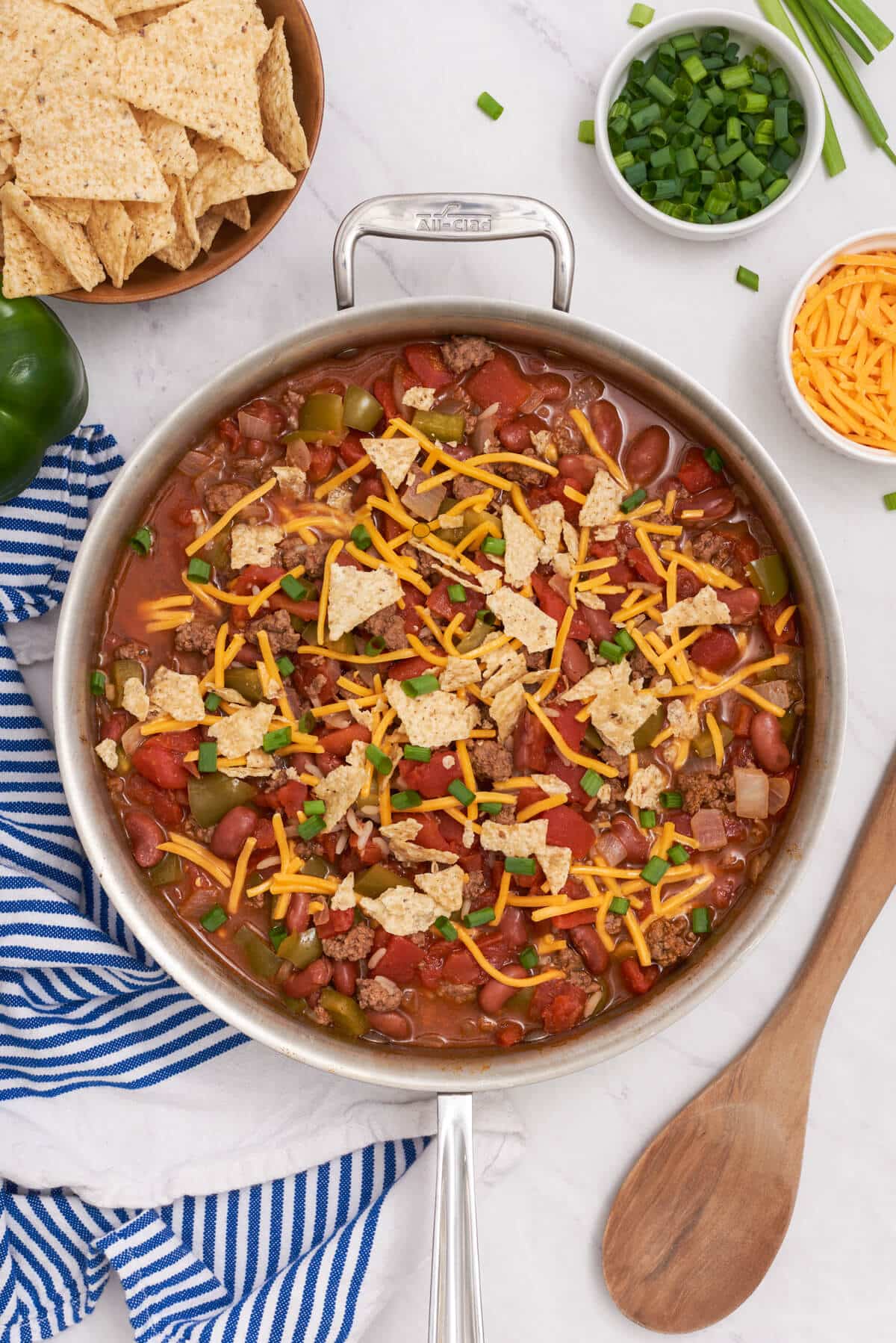 Texas beef skillet in a pan.