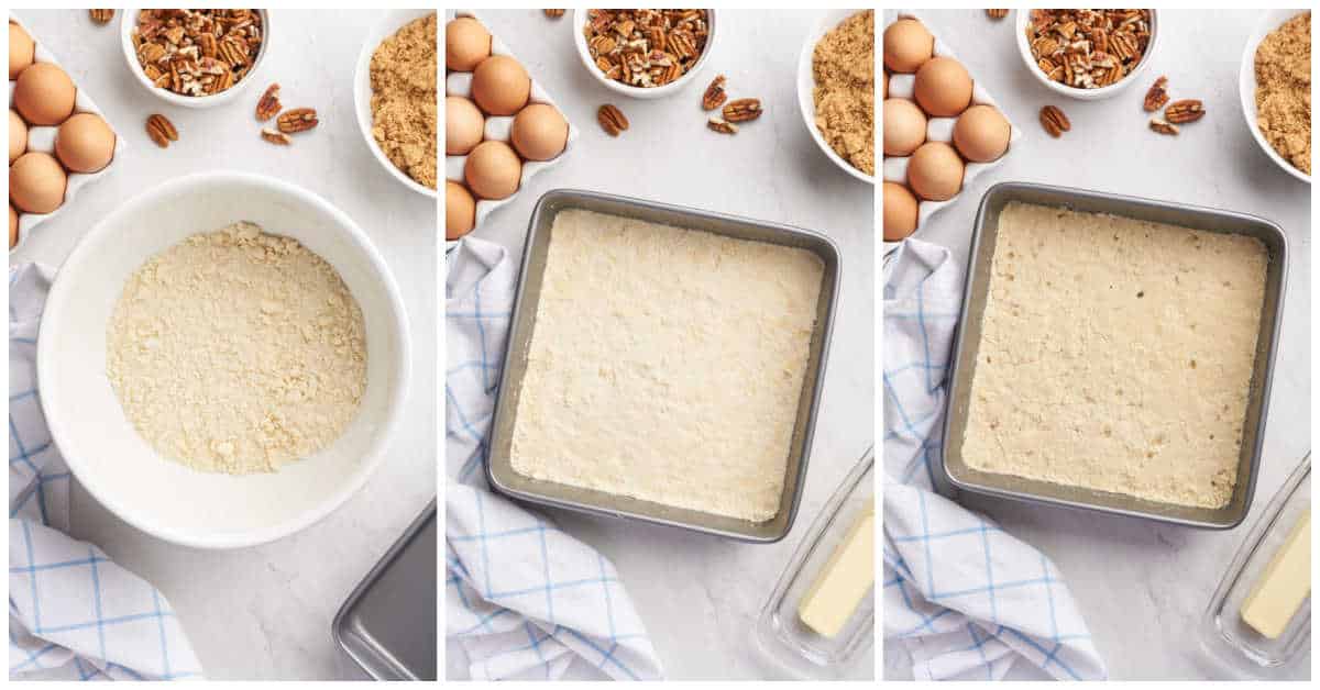 Steps to make butter tart squares.