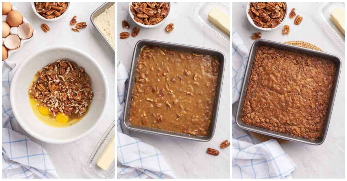 Collage of making the filling and baking the recipe.