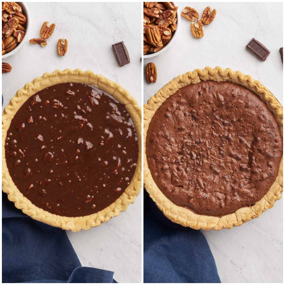 Collage of baking the pie.