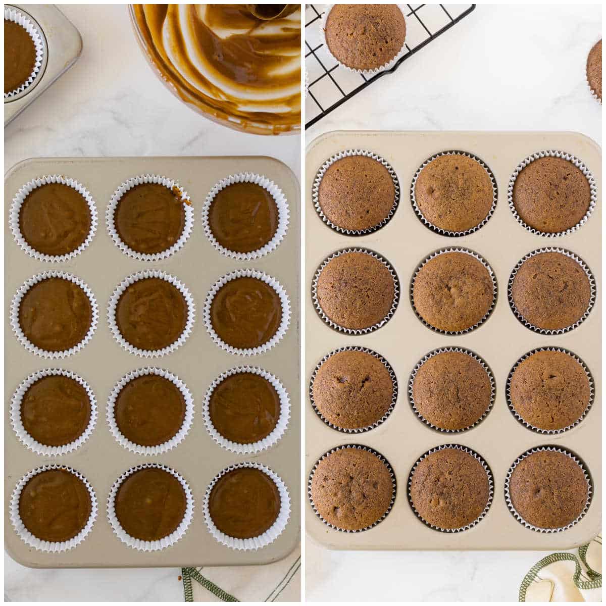 Steps to make gingerbread muffins.