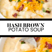 Hash brown soup collage.