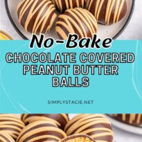No-Bake Chocolate Peanut Butter Balls pin image.