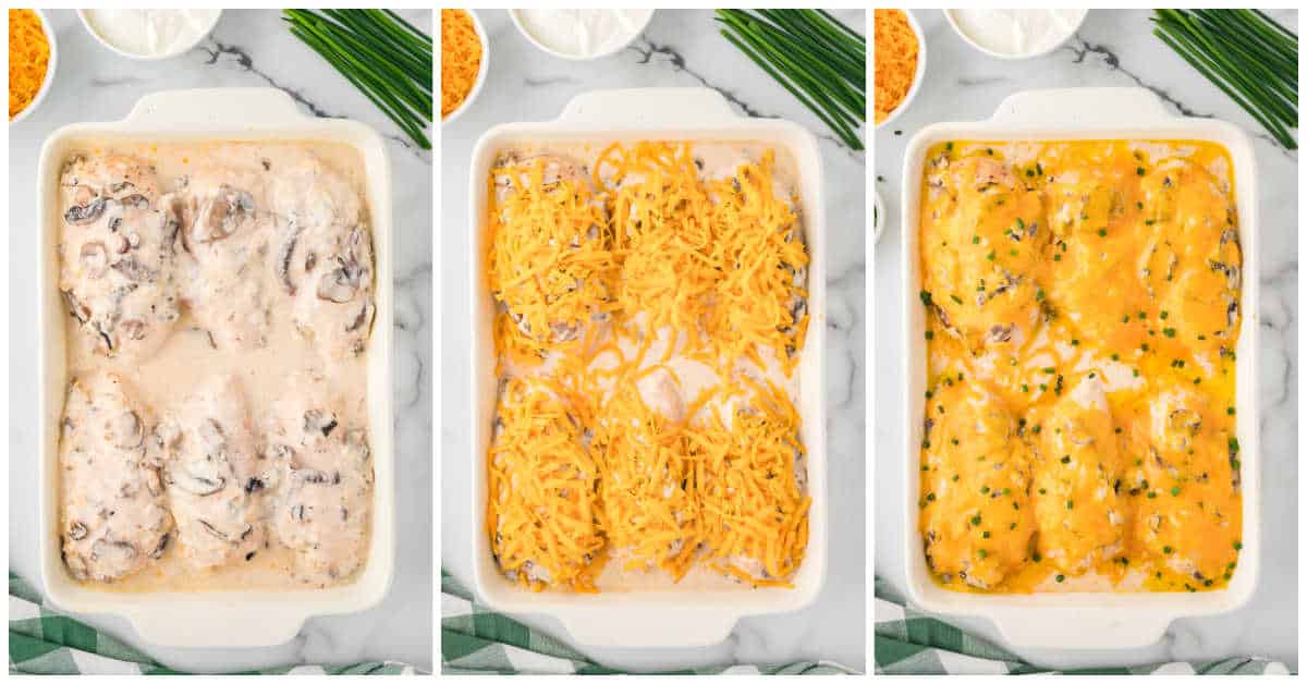 Steps to make sour cream chicken bake.