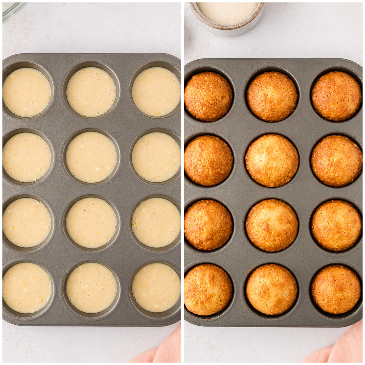 Steps to make sugar and spice muffins.