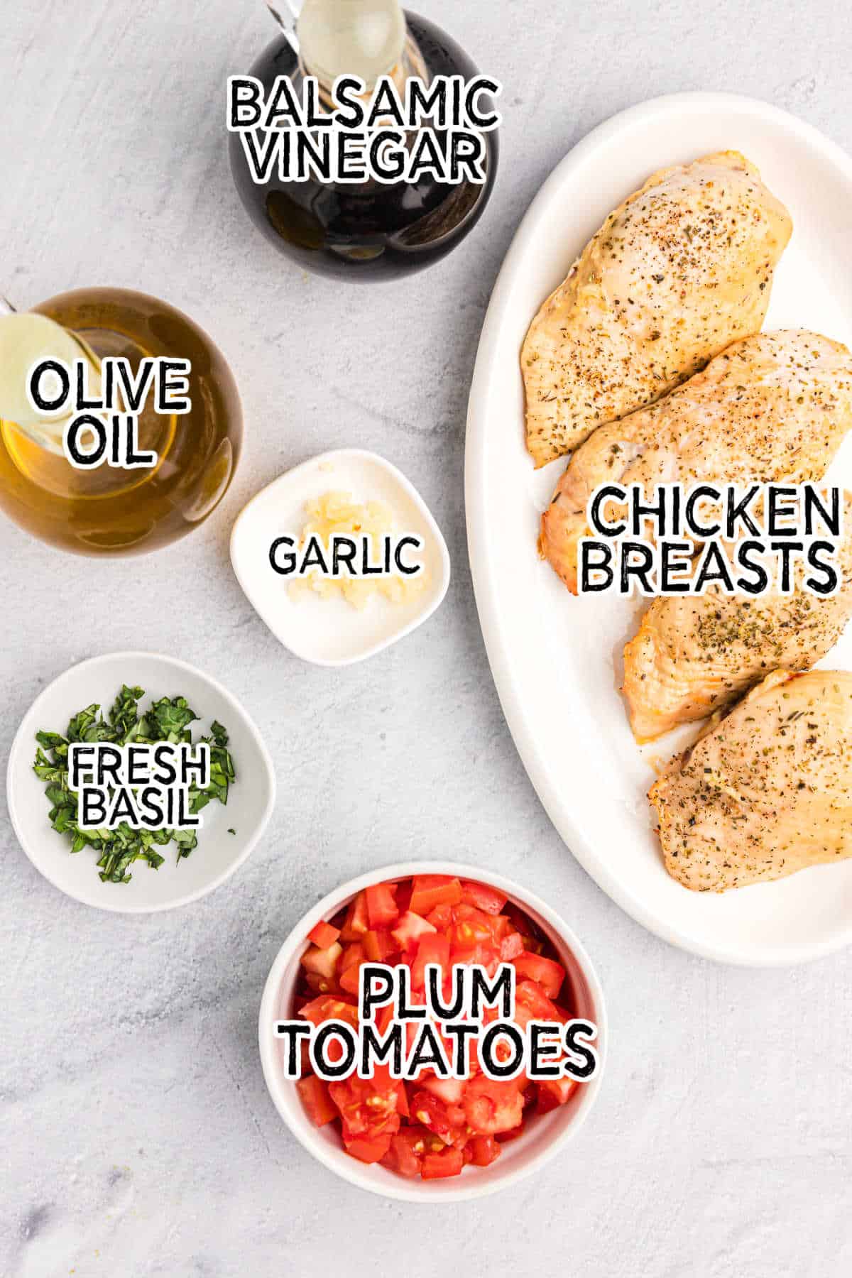 Bruschetta chicken ingredients.