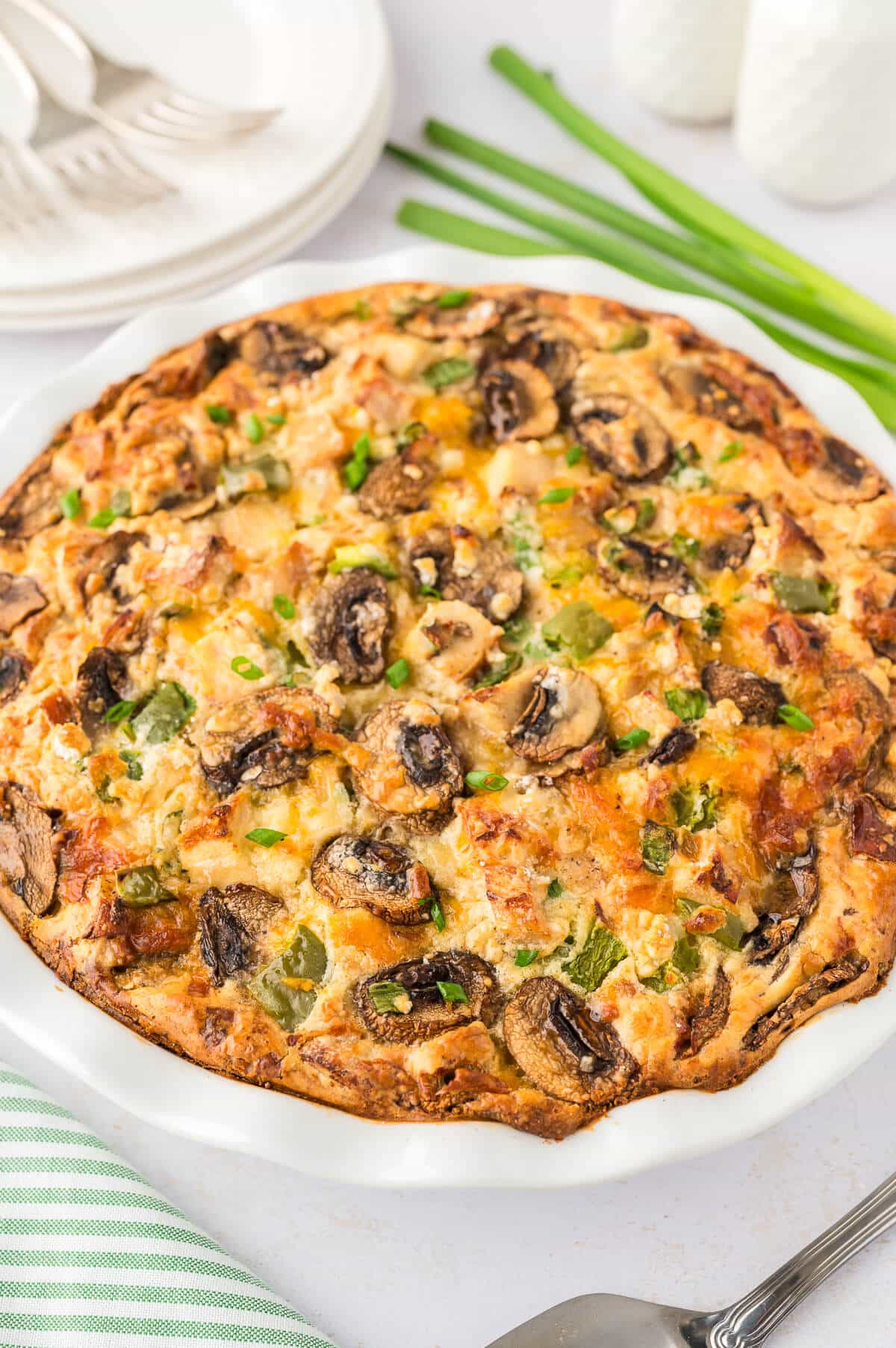 Impossible Chicken Pie in a pan.