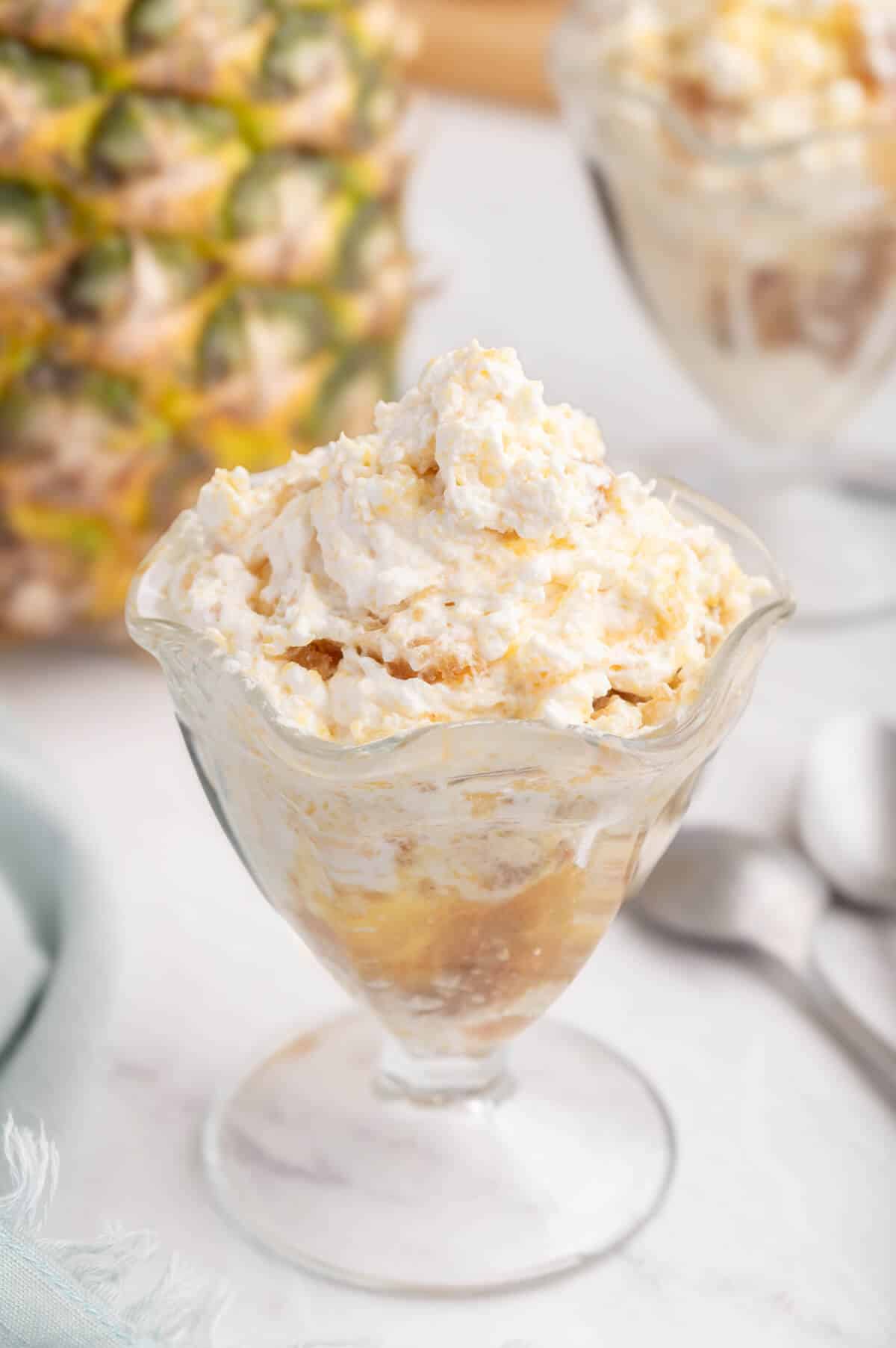 Pineapple delight in a parfait dish.