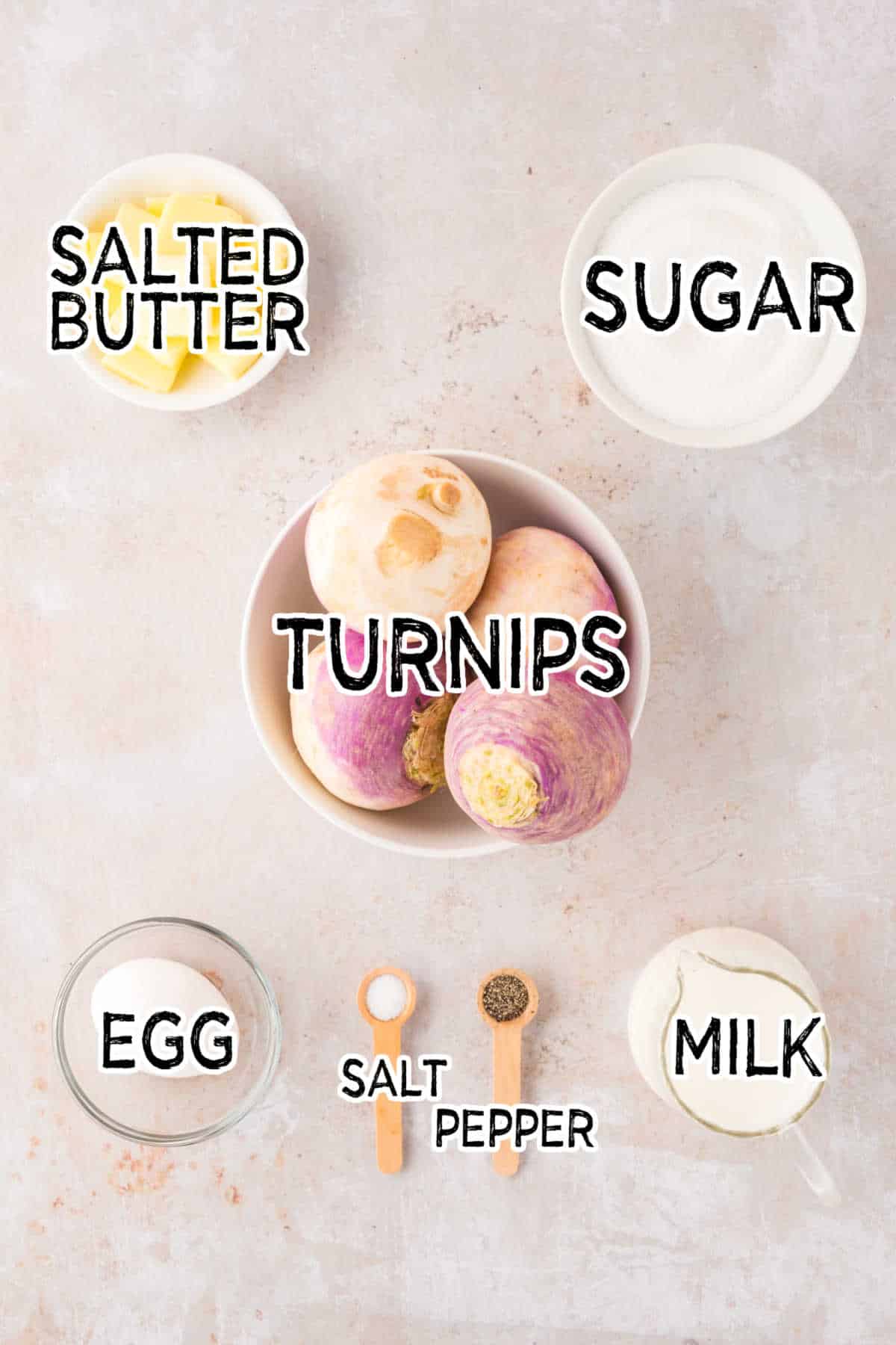 Ingredients to make Turnip casserole.