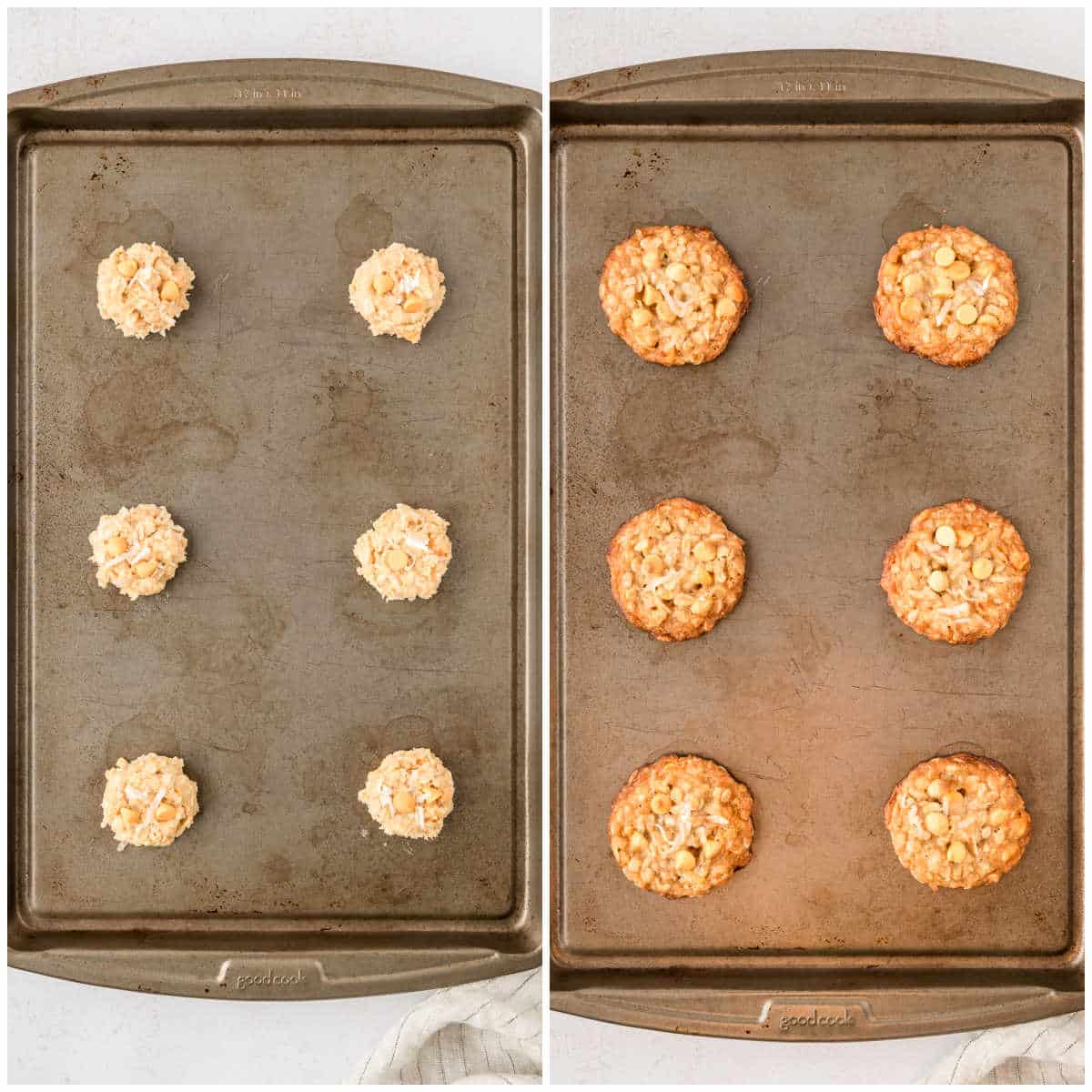 Steps to make coconut butterscotch cookies.