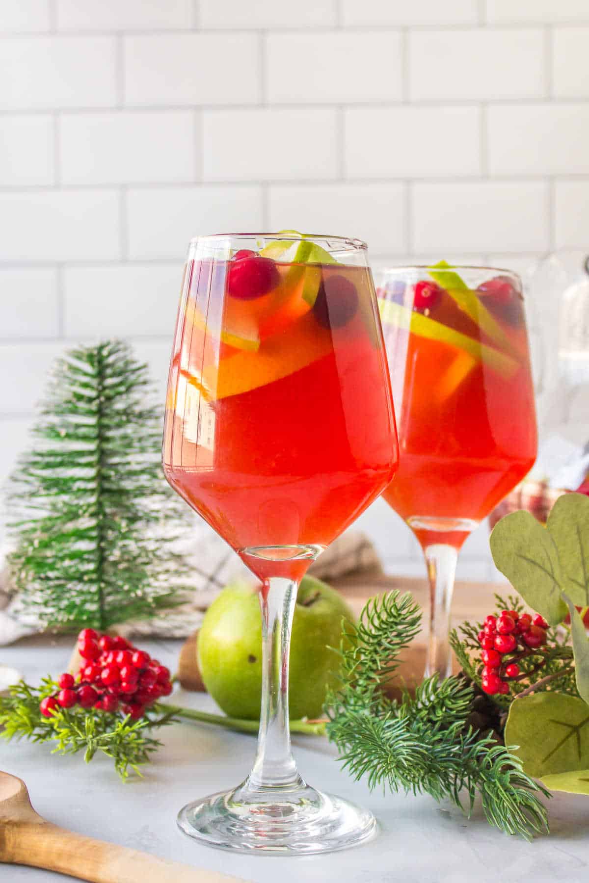 Holiday sangria in a glasses.