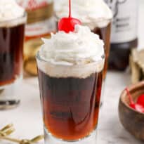 The recipe on a white counter.