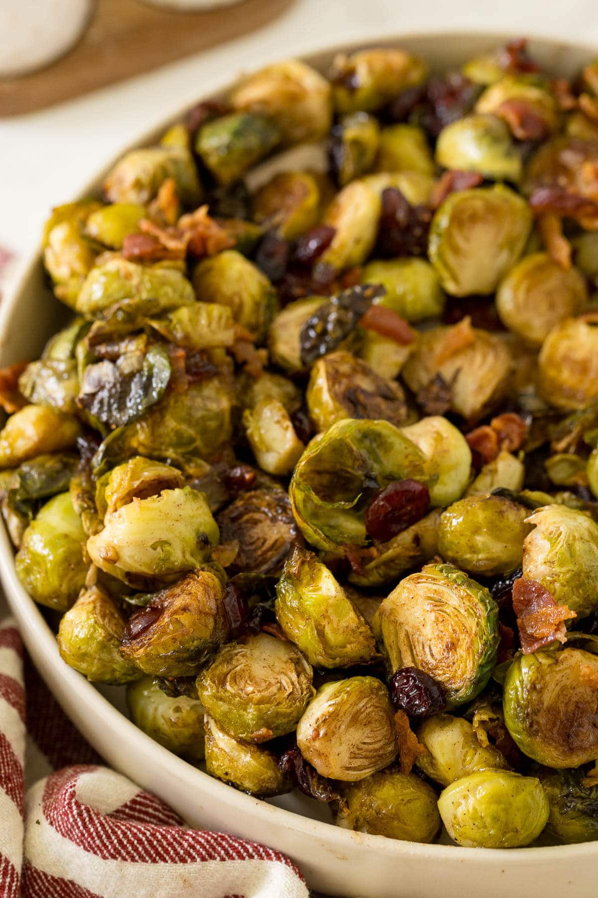 Roasted brussel sprouts in a bowl.