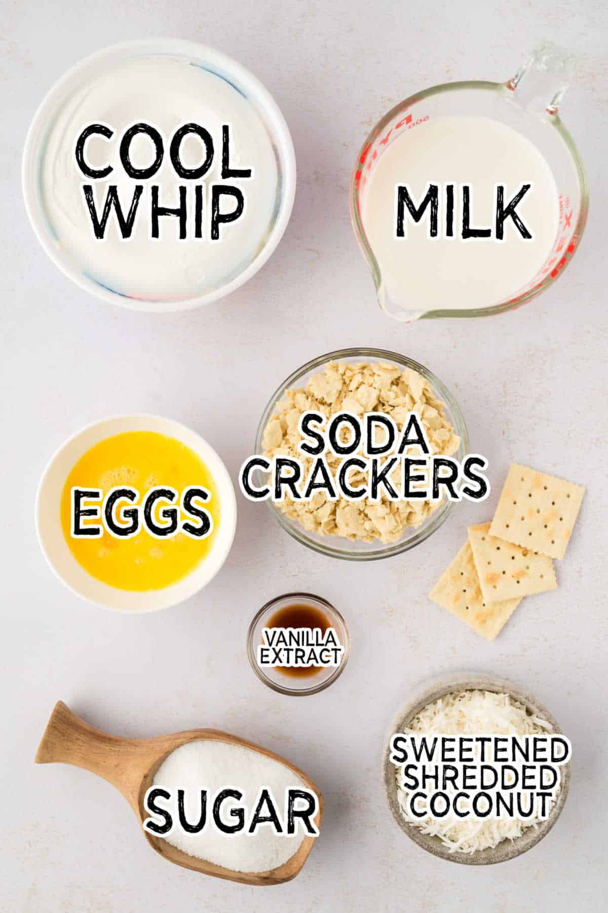 Cracker pudding ingredients.