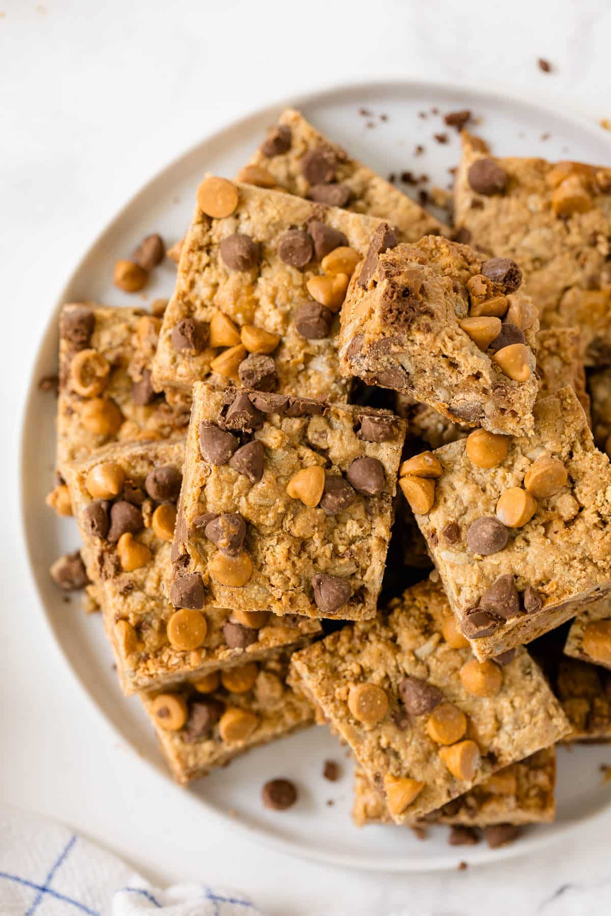 Chewy bars on a plate.