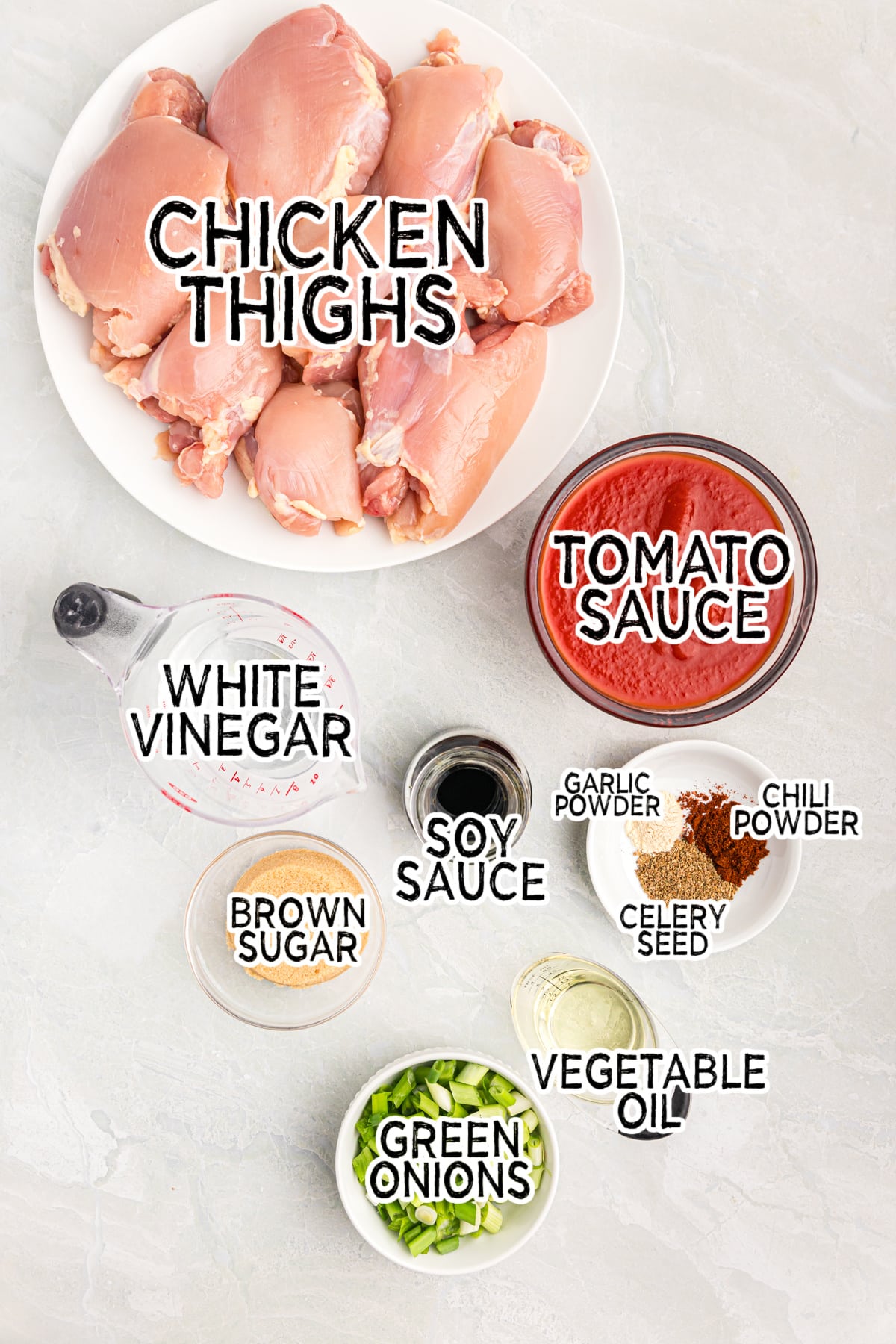 Sweet and sour chicken ingredients.