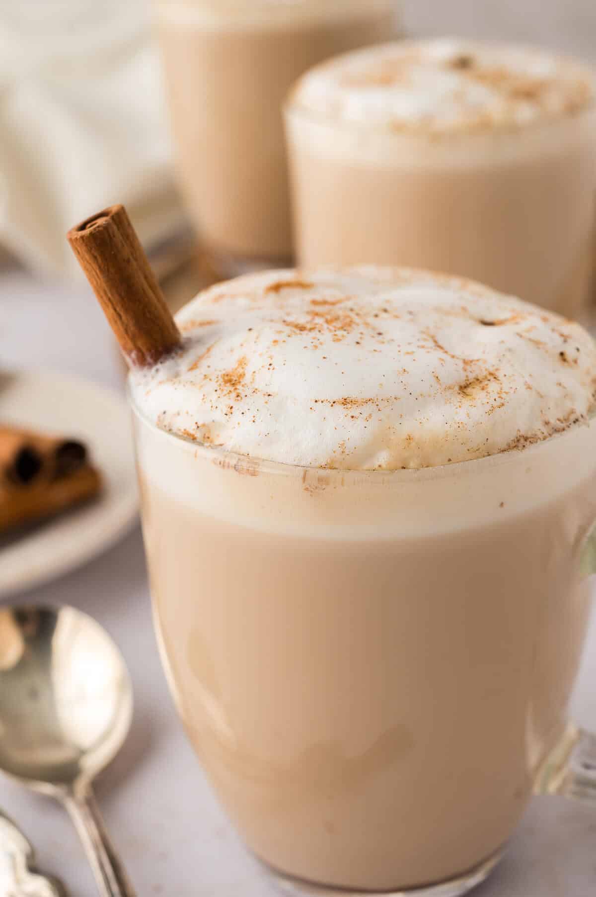 The recipe in a glass mug.