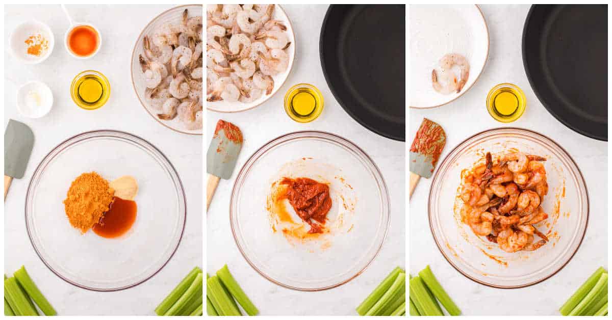 Steps to make buffalo shrimp.