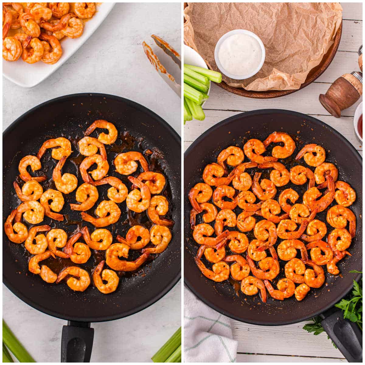 Steps to make buffalo shrimp.