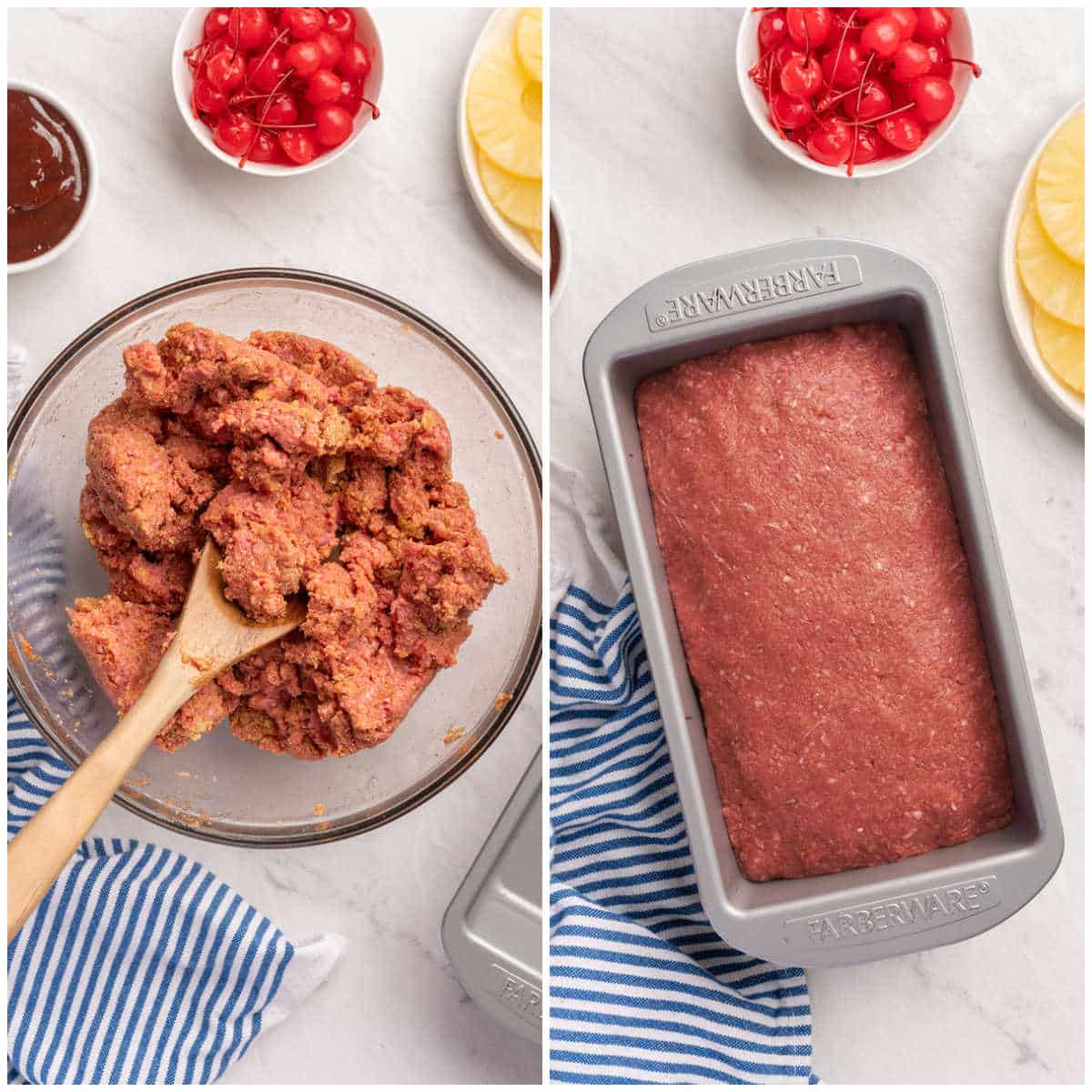 Steps to make Caribbean meatloaf.