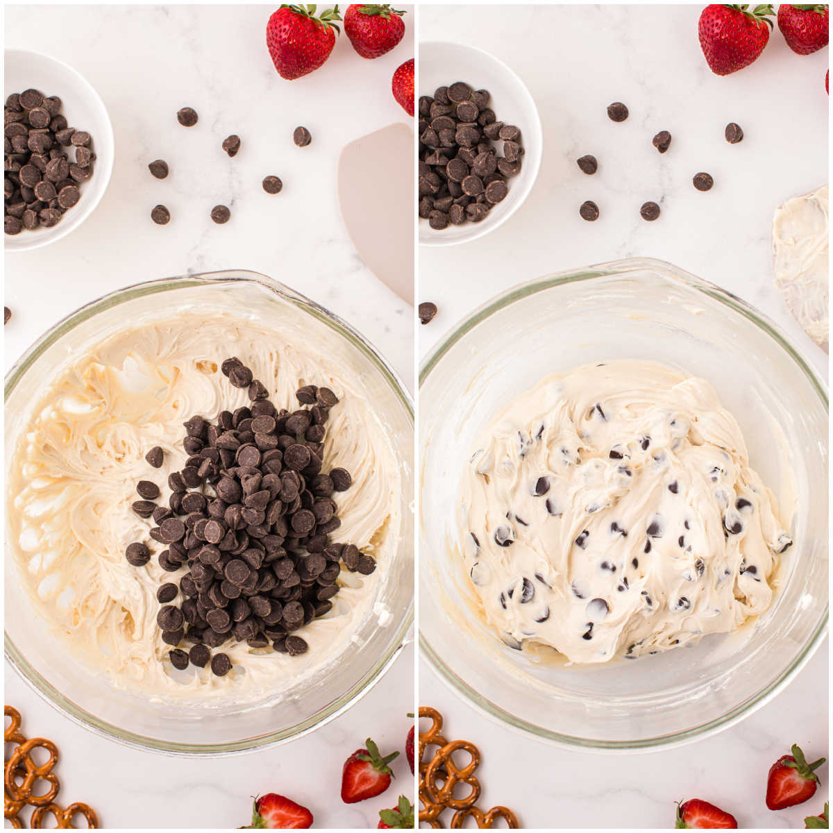 Steps to make cookie dough dip.