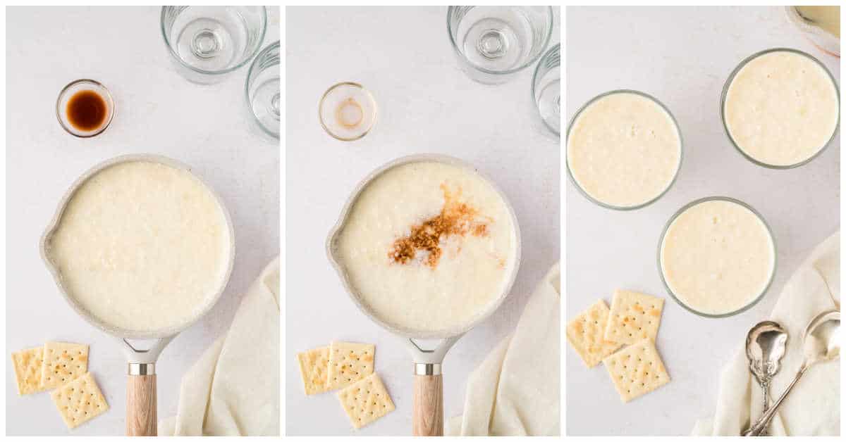 Steps to make cracker pudding.