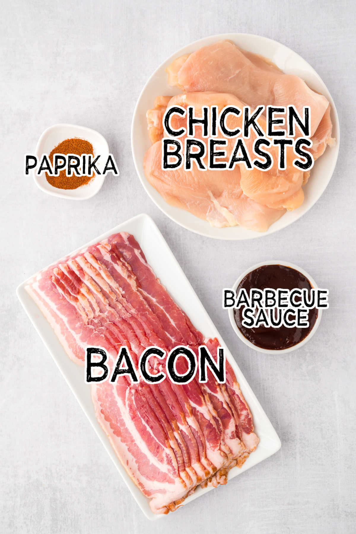 Ingredients on a white surface.